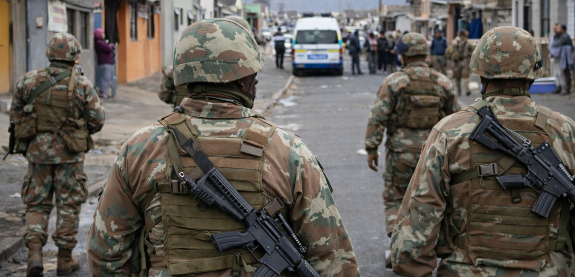 Soldiers patrol residential street in South Africa Ramaphosa deploys soldiers to streets to combat rising crime and illegal miners