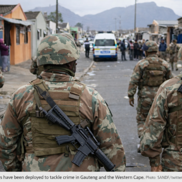 Soldiers patrol residential street in South Africa Ramaphosa deploys soldiers to streets to combat rising crime and illegal miners